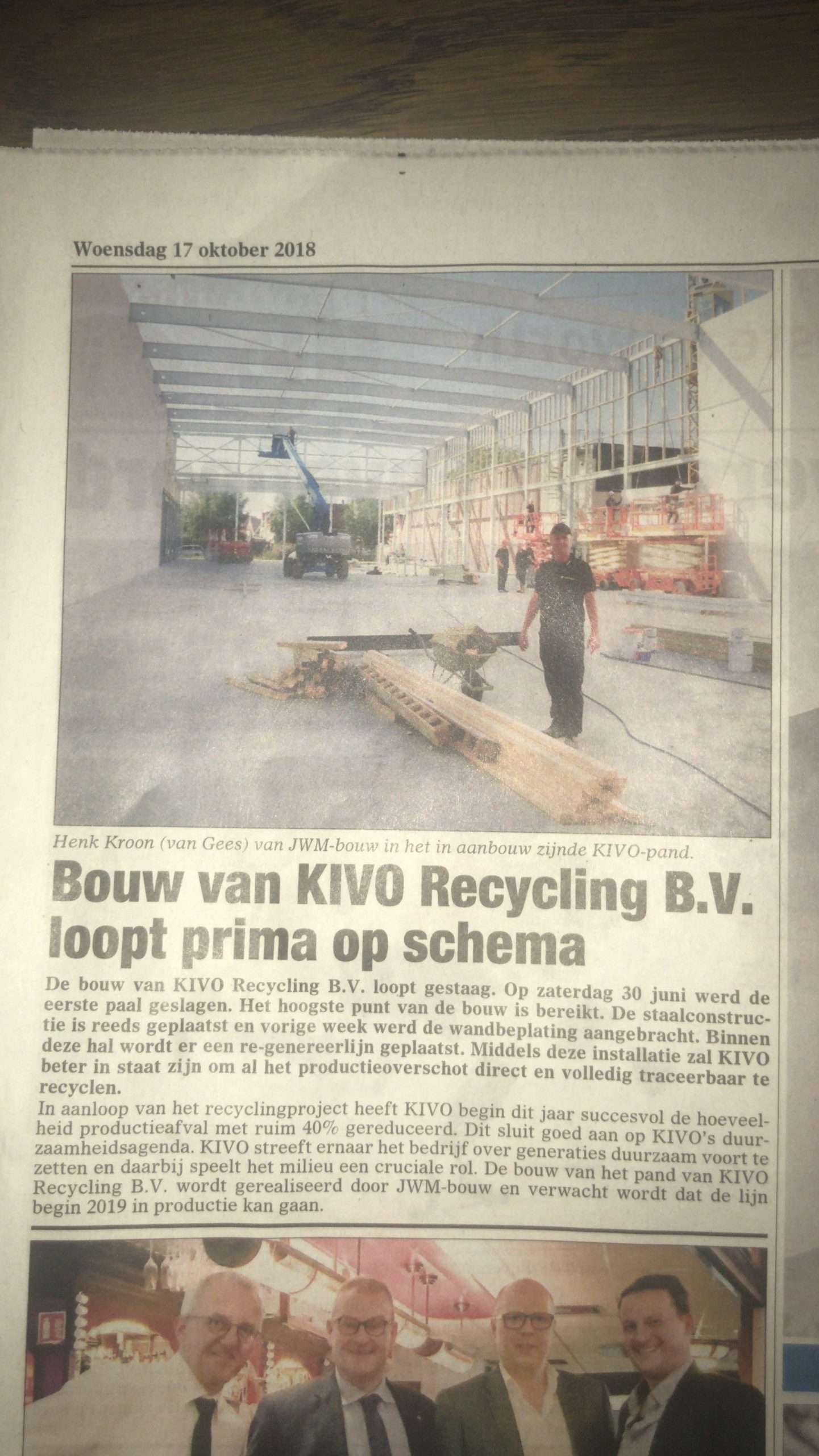Bouwbedrijf Aannemingsbedrijf JWM Bouw kranten artikel Kivo